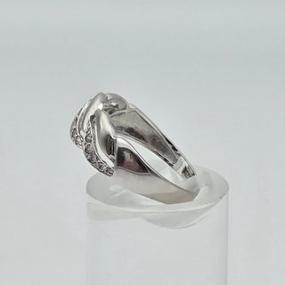 Anillo Oro Blanco 18k, Piedras de color. Peso 1,9g