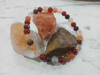 Pulseira Pedra Natural Vermelha e Branca