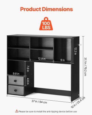 Libreria da Scrivania 3 Ripiani con 2 Cassetti