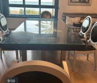 Mesa de salón cristal y metal