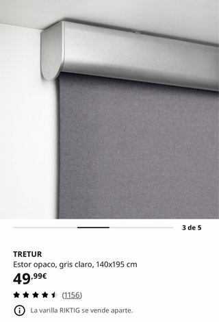 Estor IKEA TRETUR Gris 140x195 cm