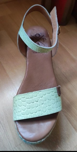Sandalias cuña Popa de piel verde melón