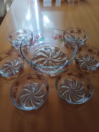 Servizio Macedonia Vintage Vetro 7 Pezzi