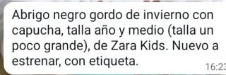 Abrigo niño Zara negro con capucha