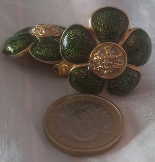 Orecchini De Wan vintage fiore oro e verdi