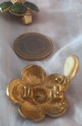 Orecchini De Wan vintage fiore oro e verdi