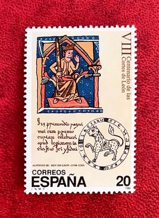 Bonito Sello VIII Centenario Cortes de León 1988