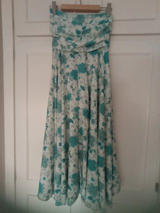Falda pantalón seda india verde y turquesa
