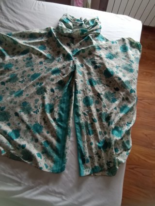 Falda pantalón seda india verde y turquesa