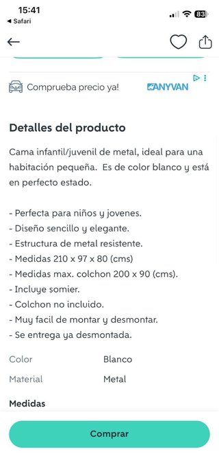 Cama divan forja blanca  ikea