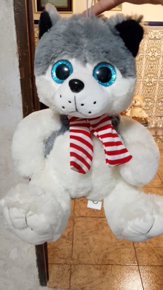 Perro Husky Peluche Ojos Azules Bufanda