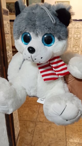 Perro Husky Peluche Ojos Azules Bufanda