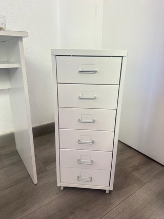 IKEA HELMER cajonera metálica blanca con ruedas