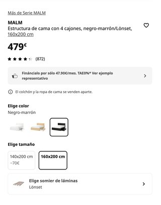 Estructura llit Ikea MALM amb 4 calaixos i somier