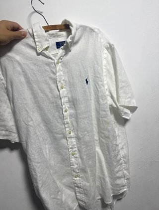 Polo Ralph Lauren Camisa Blanca Manga Corta Lino