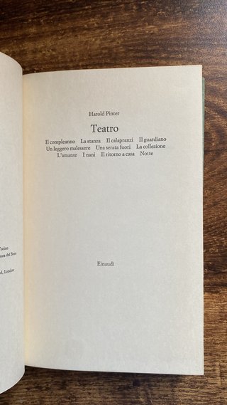 Teatro Pinter Einaudi 1972 libro