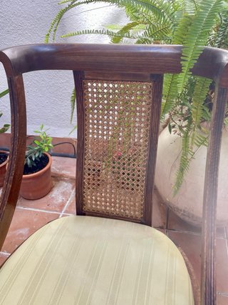 Silla antigua madera y ratán