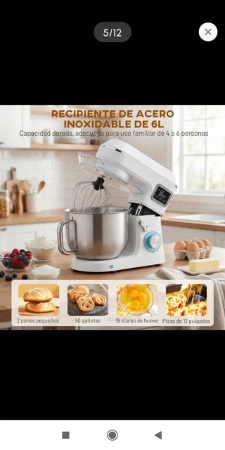 Batidora amasadora 6L 1400W