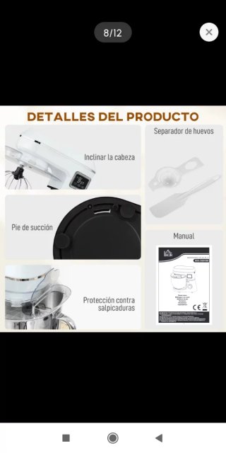 Batidora amasadora 6L 1400W