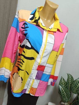 Camisa Estampada Multicolor Mujer