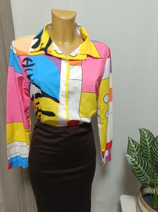 Camisa Estampada Multicolor Mujer