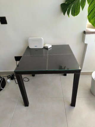 Mesa de centro cristal y metal