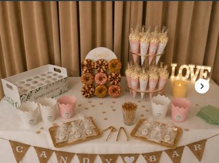 300 accesorios.Pack de boda mesa dulce y Dj