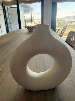 Jarrón Decorativo Beige Cerámica