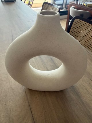Jarrón Decorativo Beige Cerámica