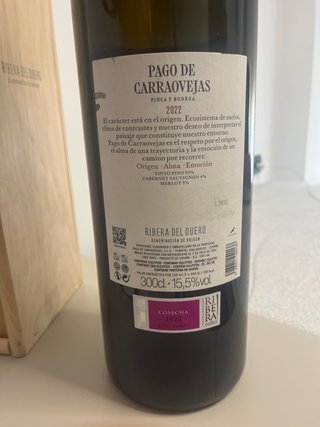 Botella Vacía Pago de Carraovejas 2022 + Caja