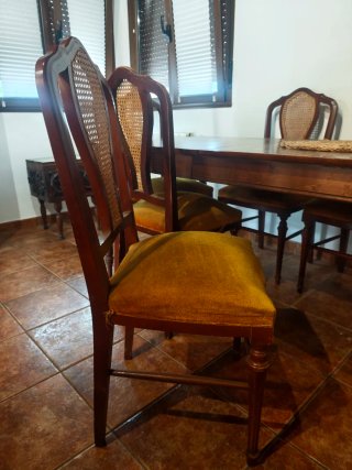 Mesa de comedor y 6 sillas de madera