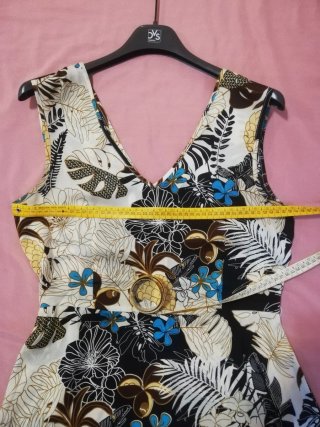 Abito donna fantasia senza maniche in satin