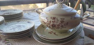Vajilla Porcelana Irabia Floral Beige Morado