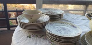 Vajilla Porcelana Irabia Floral Beige Morado