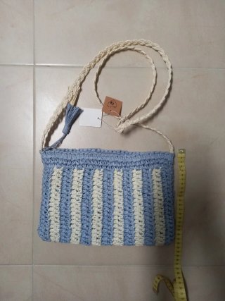 Bolso bandolera rayas azul y blanco