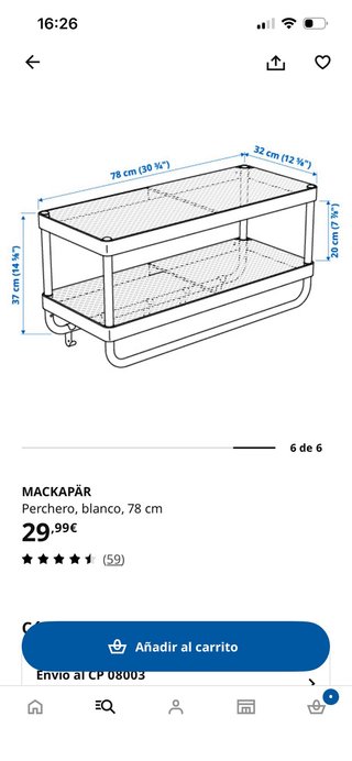 Perchero zapatero IKEA blanco metal