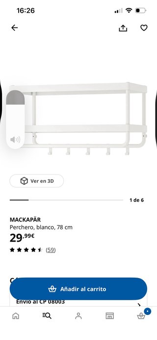Perchero zapatero IKEA blanco metal