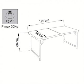 Tavolo da Campeggio Pieghevole Bianco 120x60x68cm