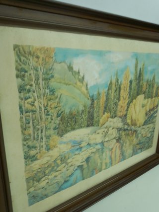 Pintura antigua paisaje acuarela