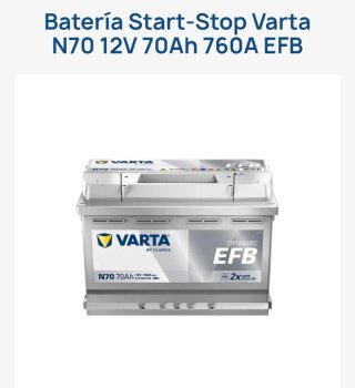 Batería Varta N70 12V 70Ah 760A EFB