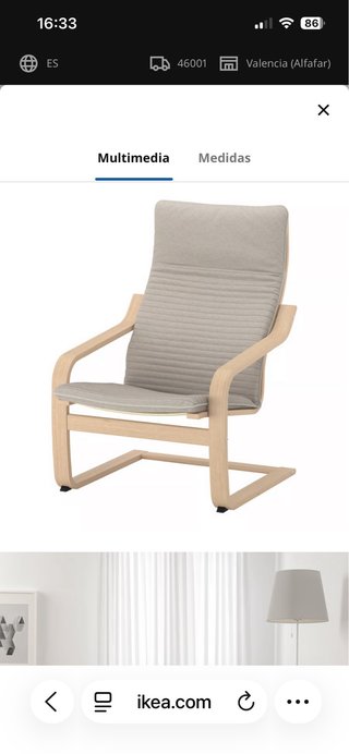 Sillón Ikea madera beige Pöang