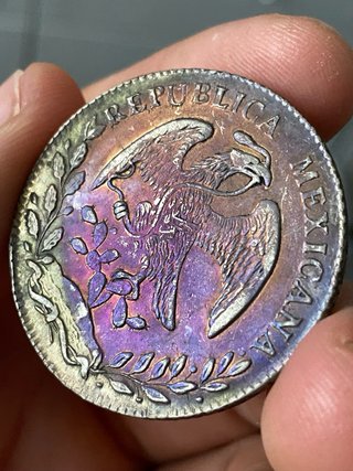 8 Reales Plata 1877 Ca Chihuahua México