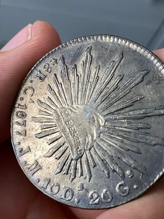 8 Reales Plata 1877 Ca Chihuahua México