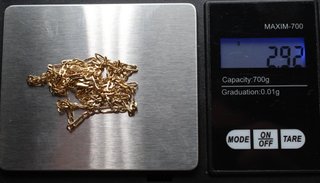 Cadena de oro de 18k. Peso: 2.92 gr.