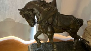 Escultura E Drouot: Caballo y Campesino Bronce