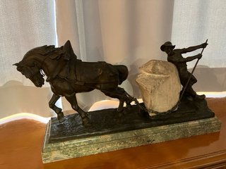 Escultura E Drouot: Caballo y Campesino Bronce