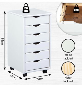 Cajonera con ruedas Inter Link de 6 cajones