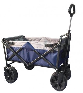 Carrello Spiaggia Pieghevole Acciaio e Tessuto Blu