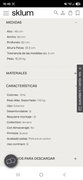 Puff convertible mesa Sklum Amaro Gris NUEVO