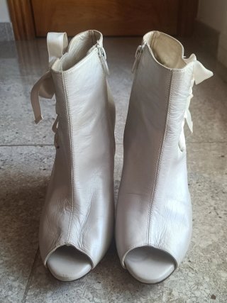 Botines de tacón Lodi piel blancos